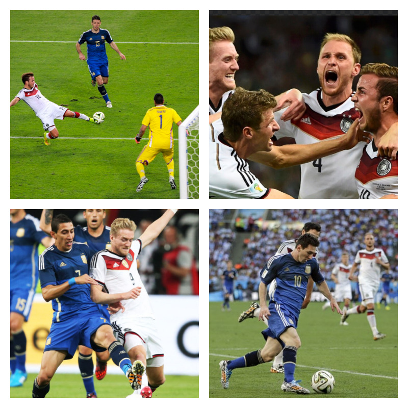 ドイツvsアルゼンチン（ブラジル大会決勝）の写真を4枚並べた画像