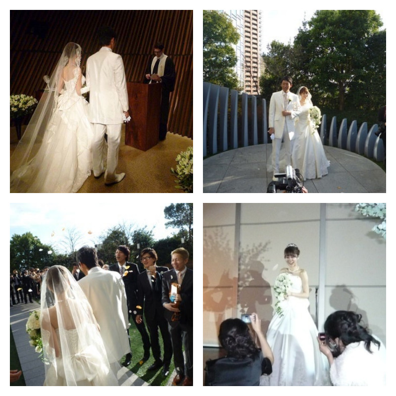 権田修一選手と嫁・篠田裕美さんの写真を4枚並べた画像