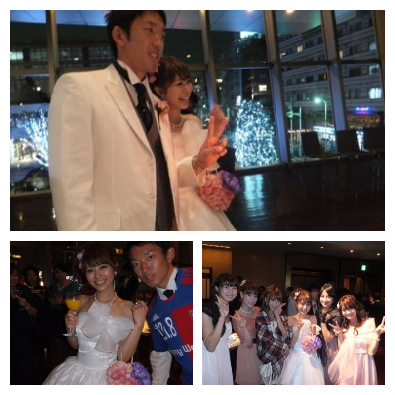 権田修一選手と嫁・篠田裕美さんの写真を3枚並べた画像