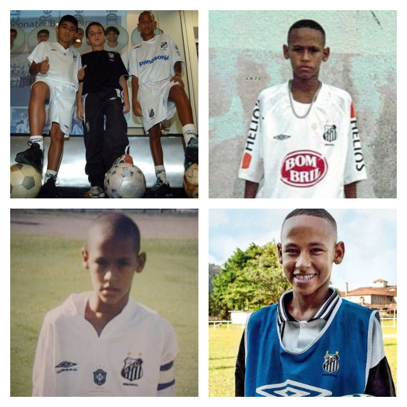 サントスに入団したネイマール選手の写真4枚並べた画像