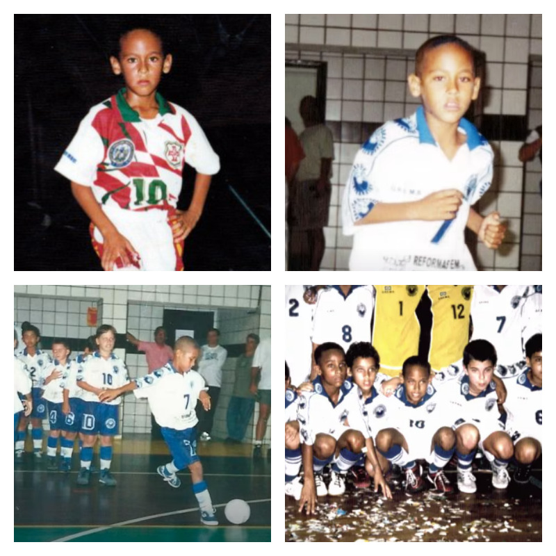 ネイマール選手の幼少期の写真4枚並べた画像