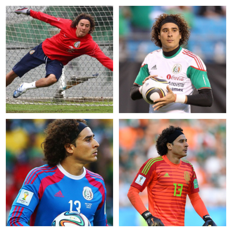 メキシコ代表時のギジェルモ・オチョア選手の写真4枚並べた画像
