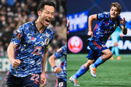 吉田麻也選手と堂安律選手の写真2枚並べた画像
