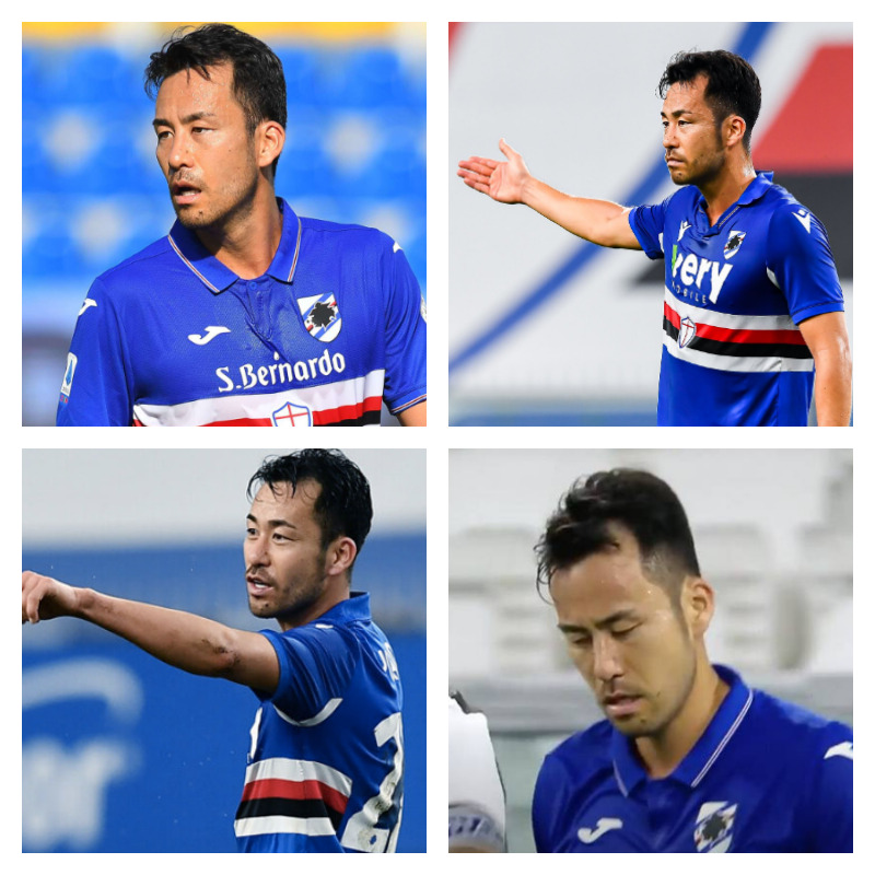 サンプドリア時代の吉田麻也選手の写真4枚並べた画像