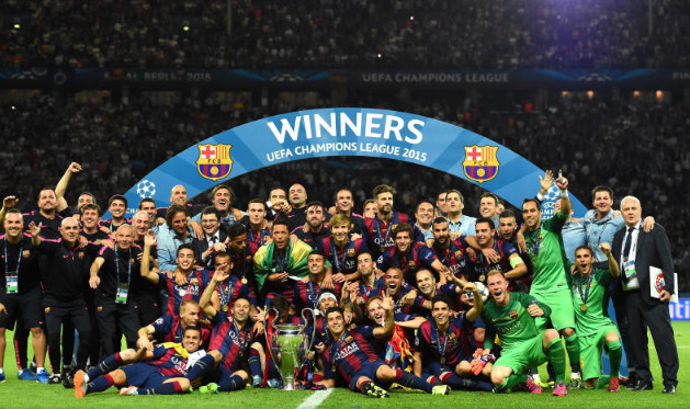 2014-2015チャンピオンズリーグ優勝のバルセロナの写真