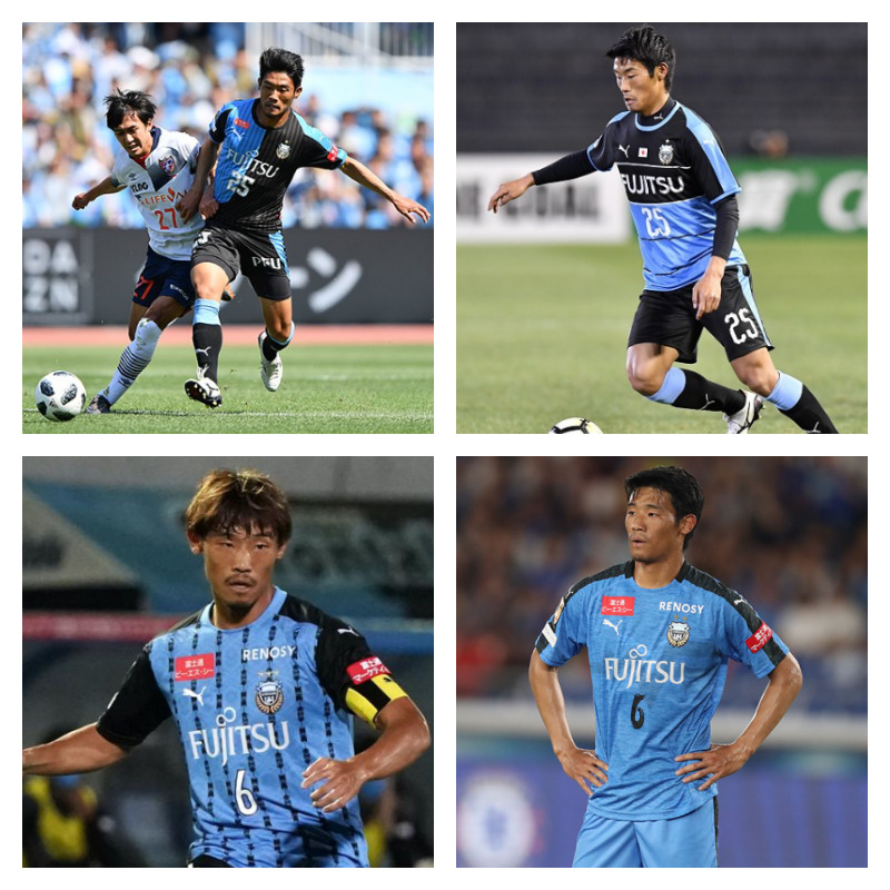 川崎フロンターレ時代の守田英正選手の写真4枚並べた画像