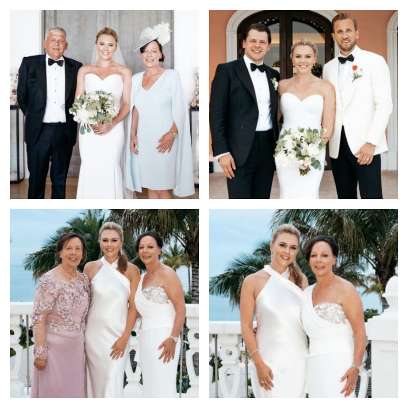 ハリー・ケインの嫁ケイトグッドランドの結婚式の写真を4枚並べた画像