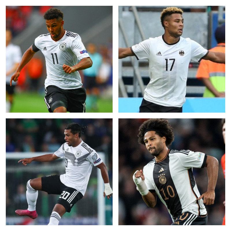 ドイツ代表時のセルジュ・グナブリー（ニャブリ）選手の写真4枚並べた画像