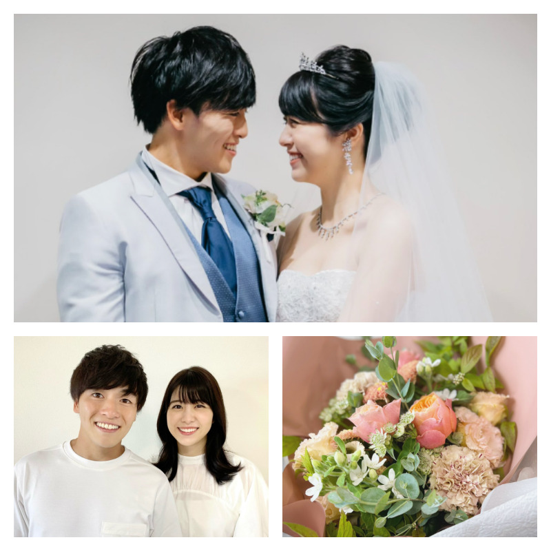 相馬勇紀選手と嫁森山るりさんの写真3枚並べた画像