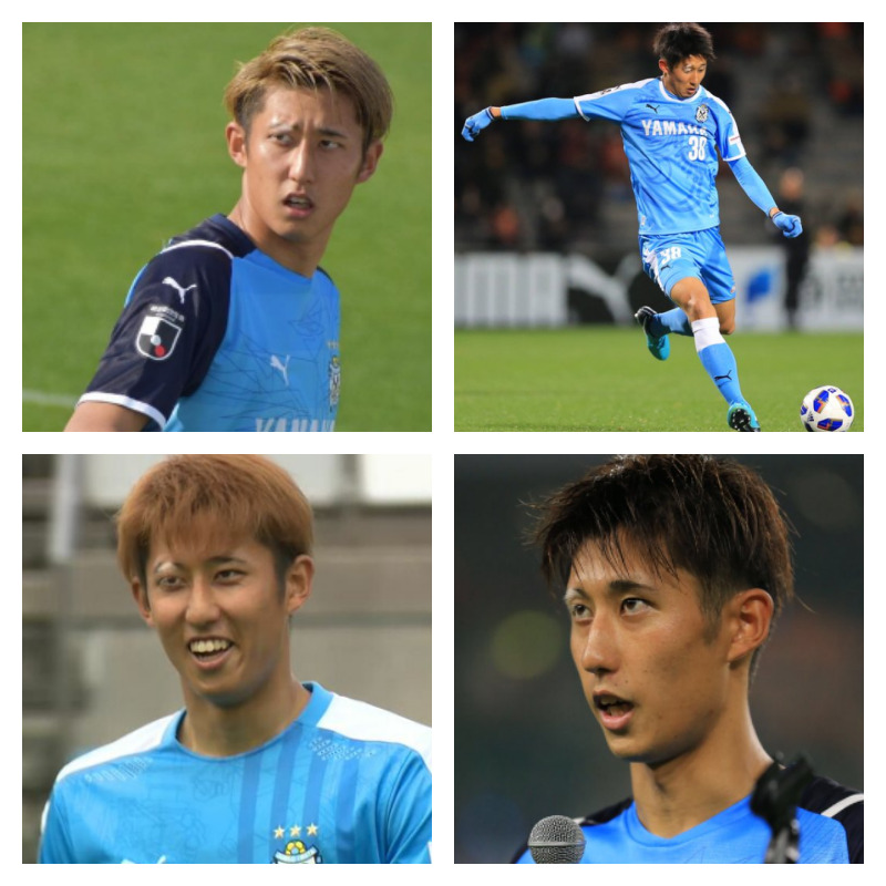 ジュビロ磐田時代の伊藤洋輝選手の写真4枚並べた画像