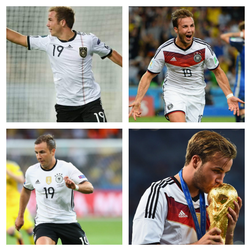 ドイツ代表でのマリオ・ゲッツェ選手の写真4枚並べた画像