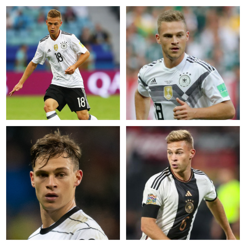 ドイツ代表のヨシュア・キミッヒ選手の写真4枚並べた画像