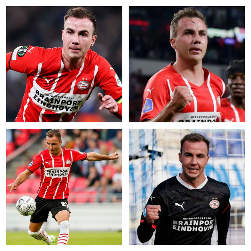 PSV時代のマリオ・ゲッツェ選手の写真4枚並べた画像