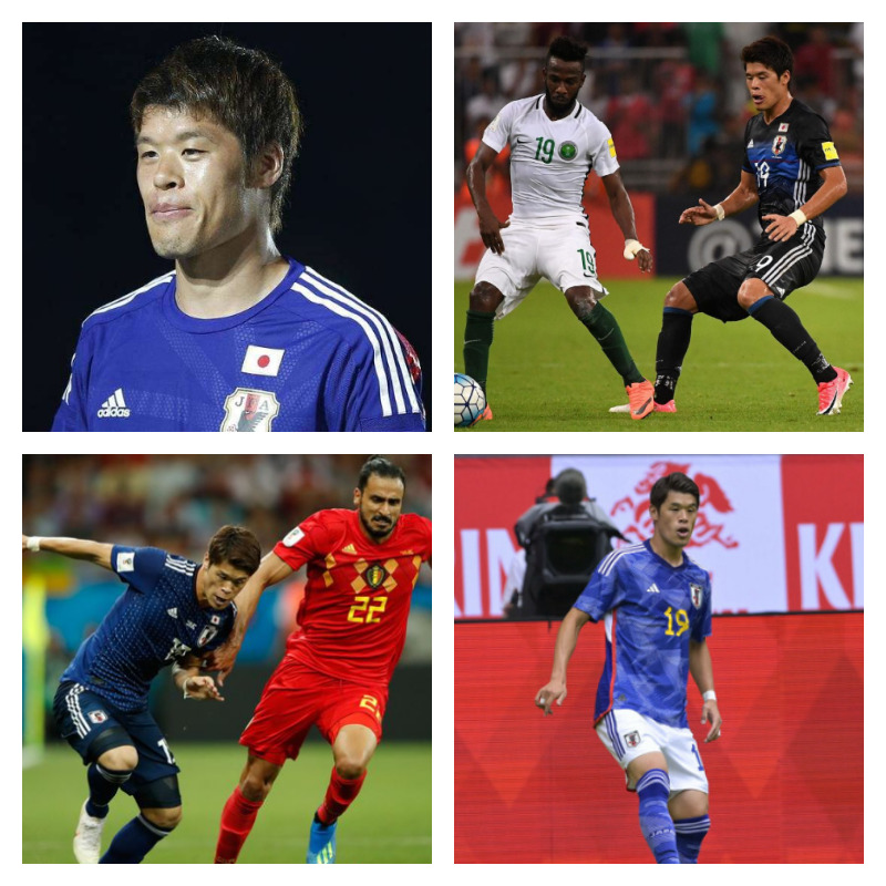 日本代表時の酒井宏樹選手の写真4枚並べた画像