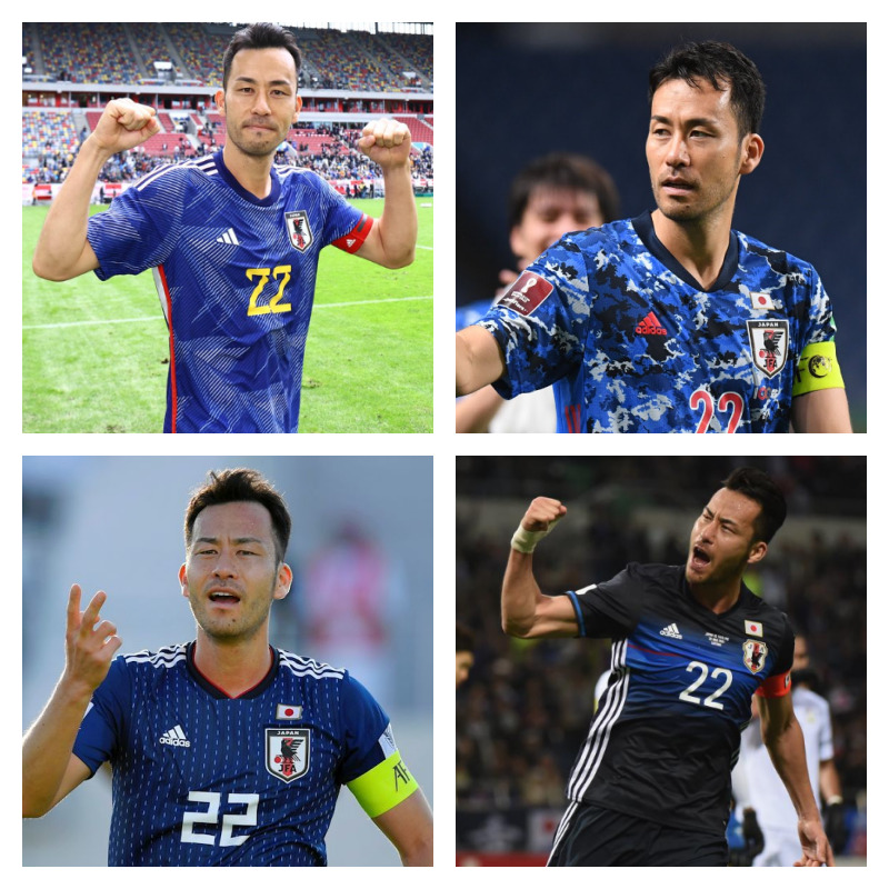 吉田麻也選手の写真を4枚並べた画像