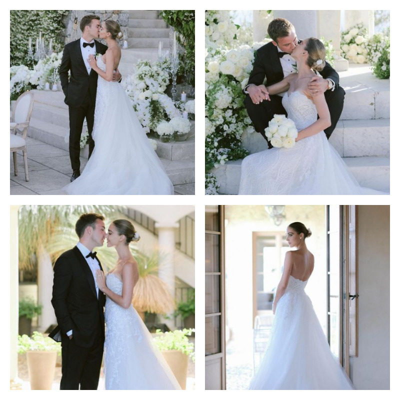 マリオ・ゲッツェ選手とアン・カトリン・ブロンメルズさんの結婚式の写真4枚並べたの画像