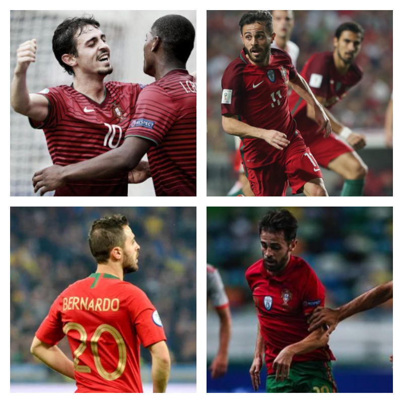 ポルトガル代表のベルナルド・シウバ選手の写真4枚並べた画像