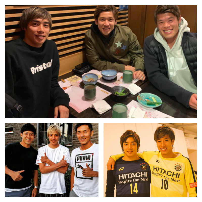 伊東純也選手とサッカー日本代表選手たちの写真3枚並べた画像