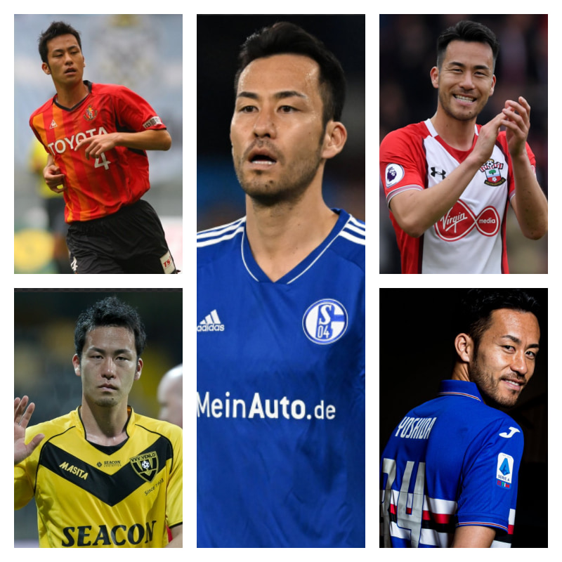 吉田麻也選手の写真5枚並べた画像
