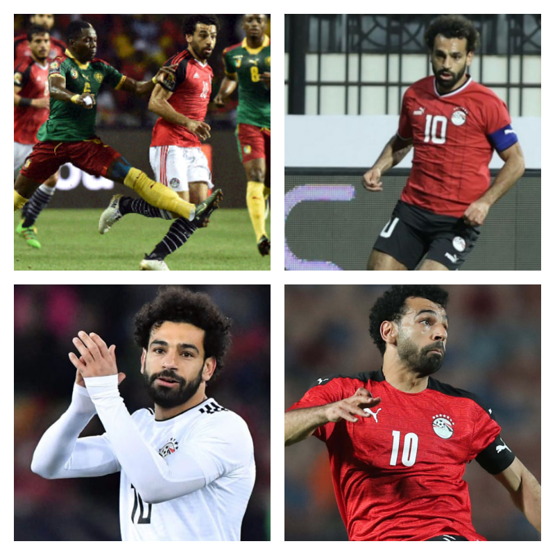 エジプト代表時のモハメド・サラー選手の写真4枚並べた画像