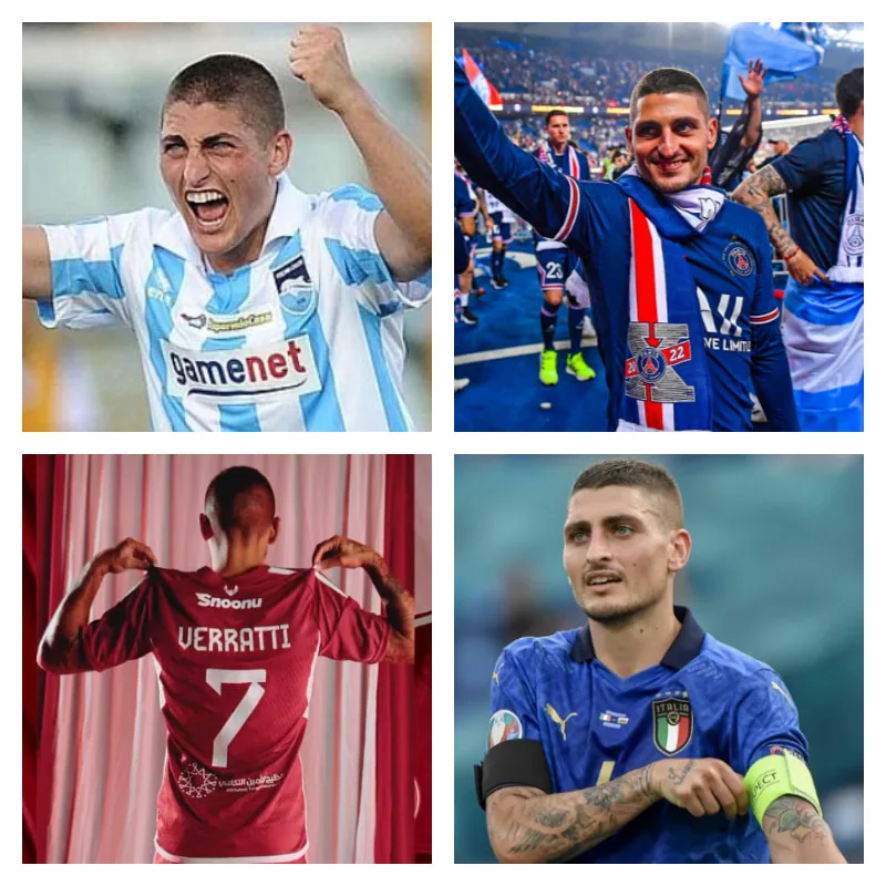 マルコ・ヴェッラッティ選手の写真4枚並べた画像