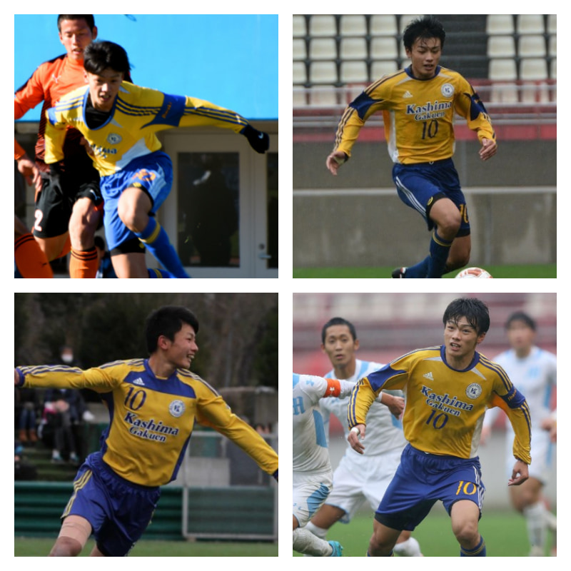 上田綺世選手の写真4枚並べた画像