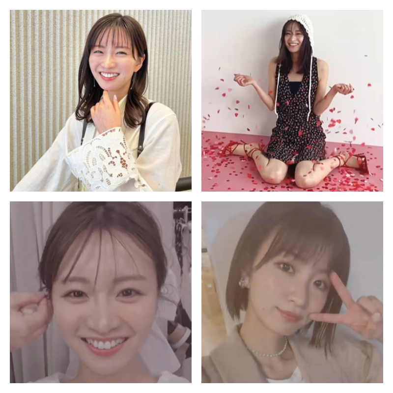 岡崎紗絵さんの写真4枚並べた画像