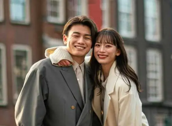 上田綺世選手と由布菜月さんの写真